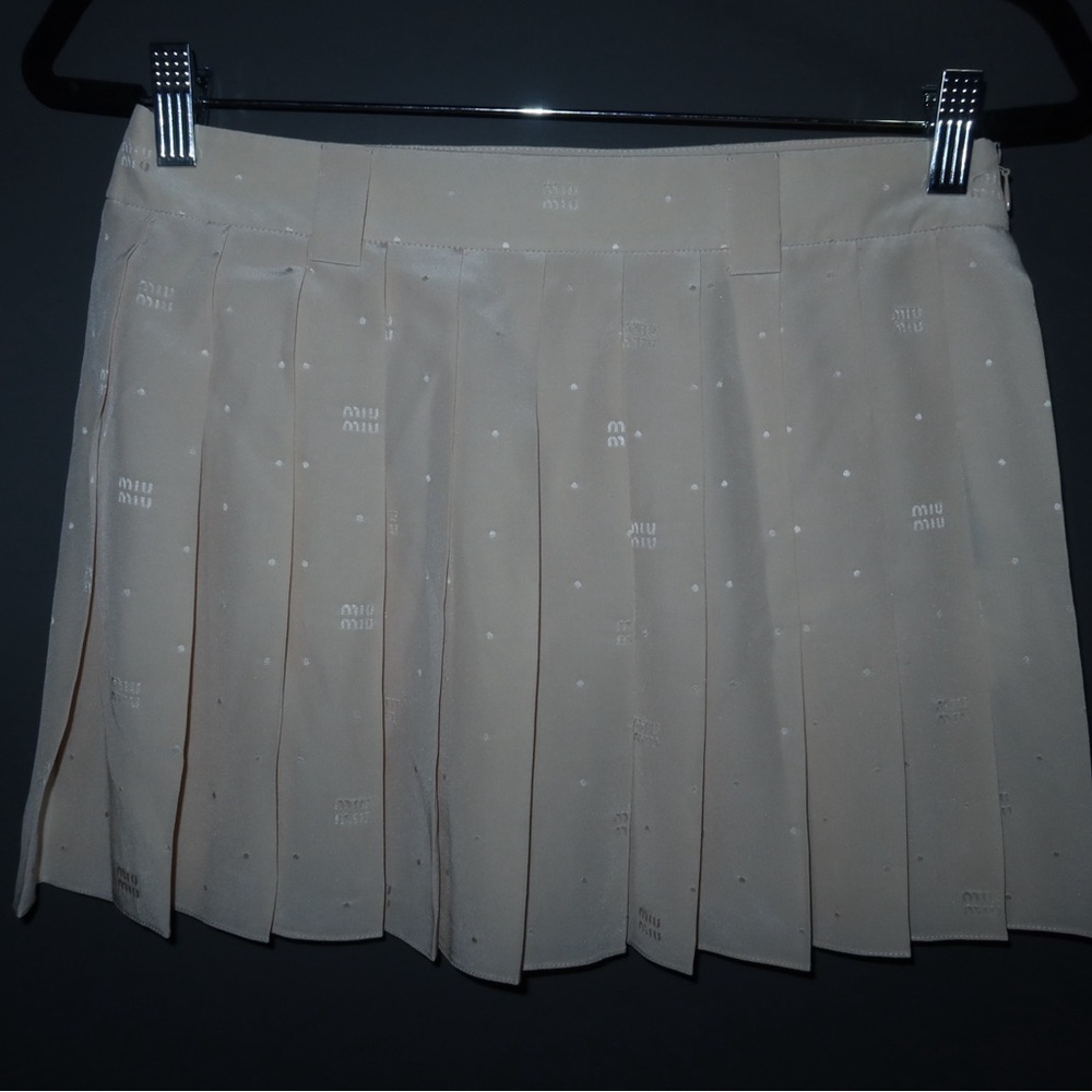 Miu Miu Beige Pleated Mini Skirt